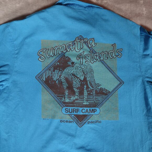 Vintage Ocean Pacific Surf Camp Shirt Mens Large Relaxed Fit 1987 80s - Picture 2 of 12